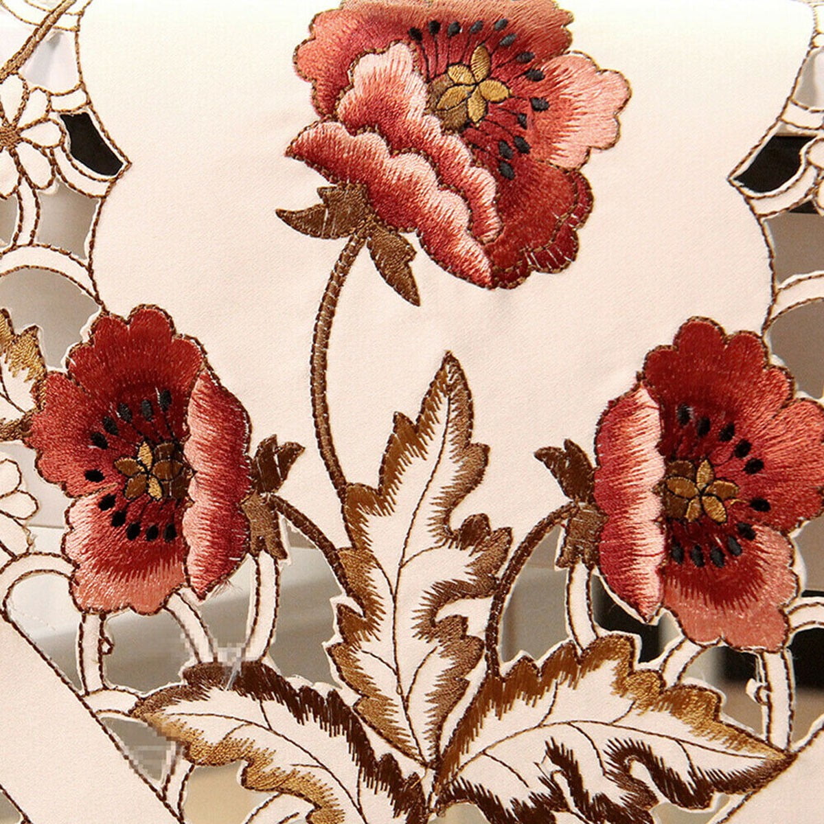 Vintage Floral Table Runner Tasseled Edges Hot Stamping Wedding Tabletop Decor