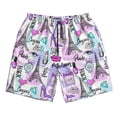 thumbnail image 3 of Uemuo Eiffel Tower and Hearts Pattern Men's Swim Trunks Hawaiian Beach Bathing Suit Swimsuits Beach Quick-Dry Shorts with Pockets-Large, 3 of 9