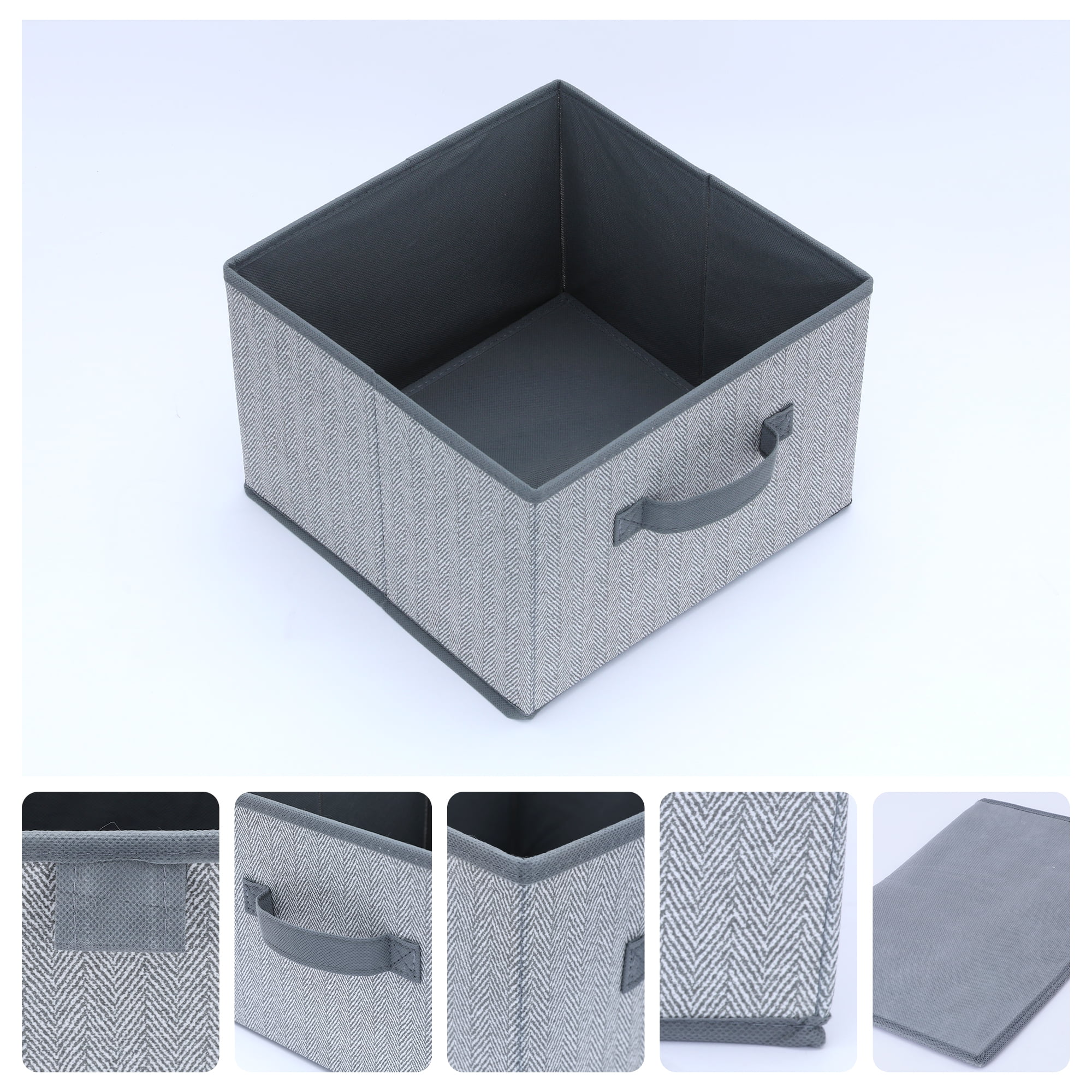 Unique Bargains Storage Cube Bin with Handles 1 Pack Collapsible Storage Basket Grey S