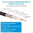 thumbnail image 6 of 15 ft Low Loss Coaxial Extension Cable 50 Ohm SMA Male to N Male Connector, MOOKEERF KMR240 N Male to SMA Male Cable for 3G/4G/5G/LTE/Ads-b/Ham/GPS/WiFi/RF Radio to Antenna or Surge Arrester Use, 6 of 9