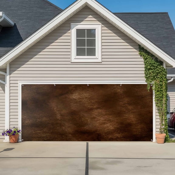 Retro Wooden Board Garage Door Cover Banner 6 x 13 FT, Western Country Farmhouse Brown Wood Garage Door Curtains Backdrop with Grommets for Indoor Outdoor Wall Party Porch Yard Decorations Background