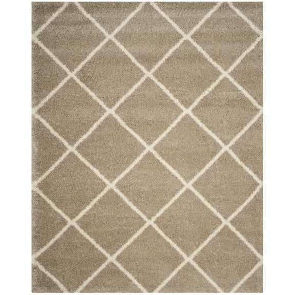 SAFAVIEH Hudson Amias Plush Geometric Shag Area Rug, Beige/Ivory, 11' x 15'