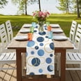 thumbnail image 4 of Table Runners 70 Inches Long Dress Scarves, Blue Polka Dots Farmhouse Coffee/Dining/Kitchen Table Decor, Holiday Table Runner, Modern Abstract Art 13x70 Inch, 4 of 9