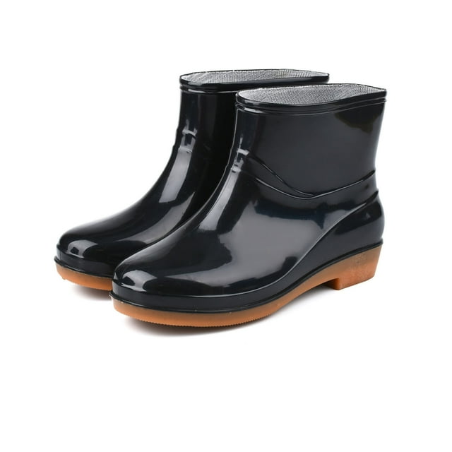 Womens Rain Boots with PVC Plastic Short Rain Boot, Round Toe Radian, Anti Skid Sole for Gardening, DIY, Work
