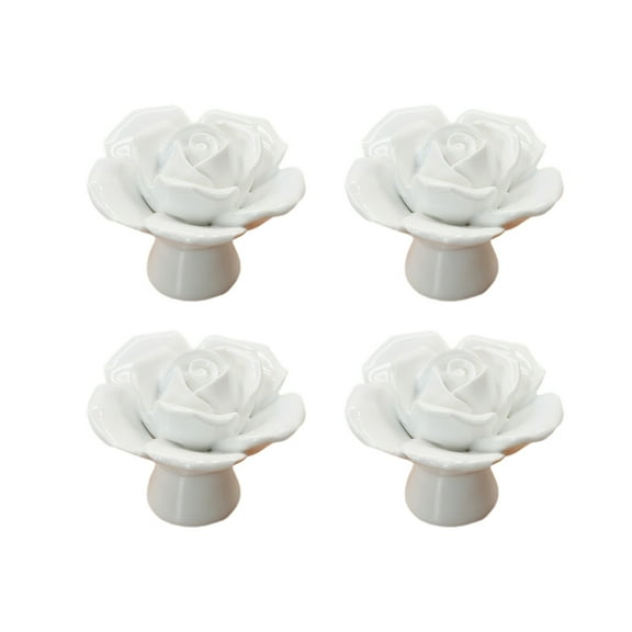 WHAMVOX  4 Pcs Rose Cabinet Knob Flower Pull Handle Floral Decor Kitchen