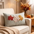 thumbnail image 6 of Aonerit 19.7 X 12 Inch Maple Leaf Embroidered Lumbar Pillow Cover, Chenille Fall Sofa Cushion Case, Autumn Harvest Throw Pillow Sham, Home Living Room Decor, 6 of 7
