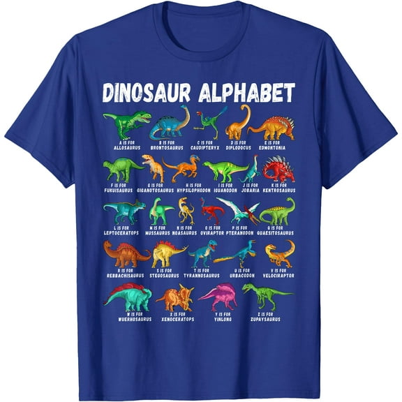 Alphabet A-Z ABC Types Of Dinosaurs Dino Identification Unisex T-Shirt for Men Women Kids