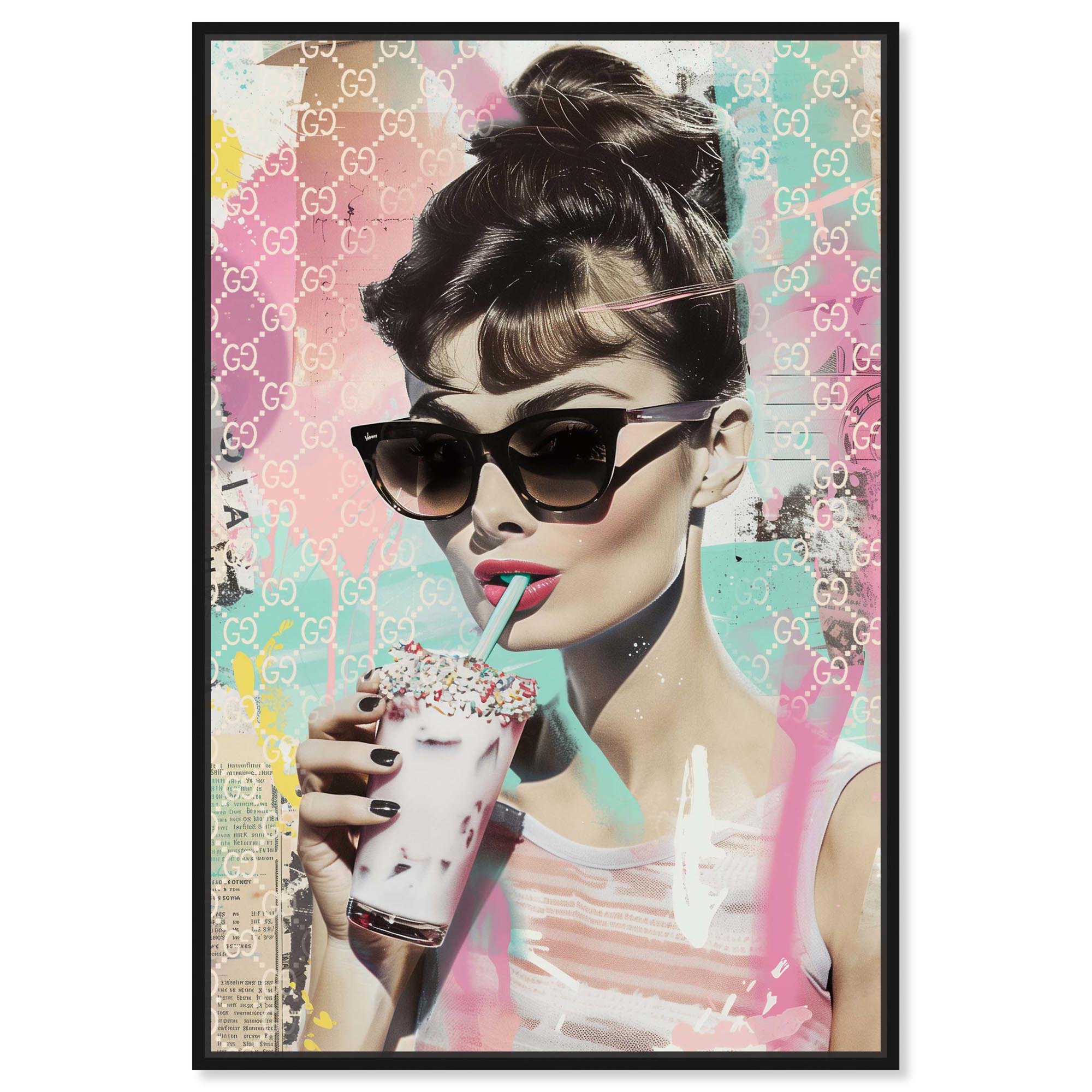 Milkshake Icon Canvas Retro Glam Art Prints by Art Remedy, Black Frame, 10" x 15"