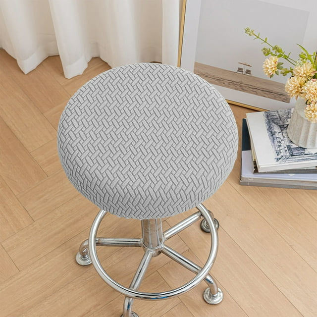 Bar Stool Covers, Non-Slip Round Seat Covers, Elastic Band Spandex Nylon Durable Stool Protector Machine Washable, Gray