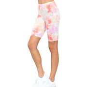 ClothingAve. Womens High Waist Stretch Active Bermuda Biker Shorts Tie Dye - Pink Small