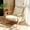 White-Curved Armrest, variant on JULY'S SONG Mid Century Modern Accent Chair with Pillow, Leather Upholstered Reading Chair with Wood Frame, 25.6" W Arm Chairs in Living Room,Brown-Leather