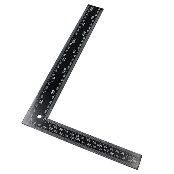 Metal L Square Ruler, 90 Degree Right Angle Metric and Inches Ruler, Double Sided Ruler with Clear Scale, Stainless Steel Right Angle Measuring Tool for Machinist Engineers 20 x 30cm