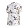 thumbnail image 2 of Balery Rabbit And Butterfly Printed Men’s Short Sleeve Polo Shirt, Midweight Men's Shirt,Golf Polo shirts -X-Large, 2 of 9