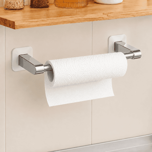 Adhesive Paper Towel Holder Wall Mount Under Cabinet Paper Towel Rack Stick On