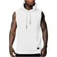 thumbnail image 2 of QATAINLAV Sleeveless Hoodies for Men Workout Hooded Tank Tops Solid Color Muscle Cut Off T-Shirts with Pocket, White, XL, 2 of 6