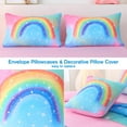 thumbnail image 6 of OKKEEY 6 Pcs Girls Kids Comforter Set Queen Size, Pink Blue Gradient Star Rainbow Bed in a Bag with Sheets, Soft Microfiber Bedding Set for Bedroom Decor, 6 of 9