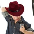 thumbnail image 6 of Segolike Western Cowboy Hat Wide Brim Hat Events Summer Children Fishing Camping Decorative Photo Props Performance Cap Outdoor Cowgirl Hat Disco Hat Red, 6 of 8