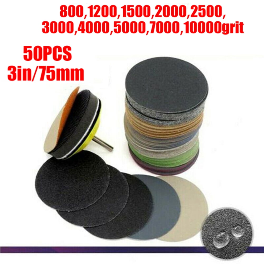 200Pcs 50mm 2 Inch Sander Disc 80-3000 Grit Polisher Pad 1/4inch Adapter Quality 