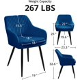 thumbnail image 5 of Cozy Castle Velvet Accent Chairs Set of 2, Upholstered Dining Chairs for Living Room, Dining Room, Bedroom, Mid Century Modern Vanity Chair with Metal Legs and Ergonomic Backrest, Blue, 5 of 7