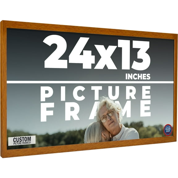 24x13 Honey Brown Real Wood Picture Frame Width 0.75 inches | Interior Frame Depth 0.5 inches |