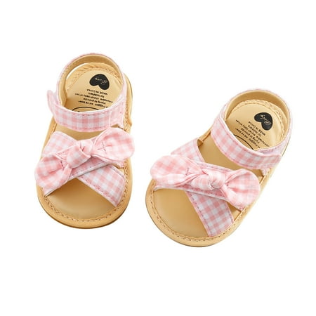 

Bescita Infant Boys And Girls Plaid Sandals Non-Slip Rubber Sole Summer Flat Shoes