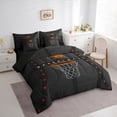 thumbnail image 3 of jejeloiu Basketball Sport Games 7pcs Bedding Comforter Set,Ball Lovers Queen Bedding Sets,Black Orange Queen Sheet Sets For Teens,Luxury Bedroom Decor Reversible, 3 of 8