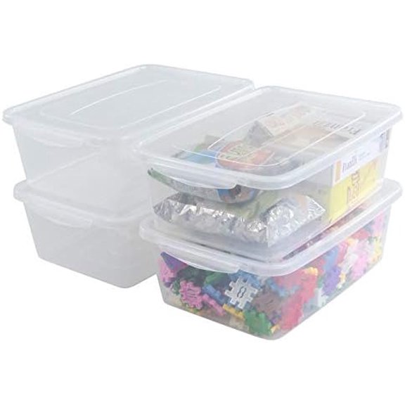 14 Quart Clear Storage Bin, Plastic Latching Box/Container with Lid, Shoe Boxes, Set of 4$$Home Decor, Kitchen, & Other