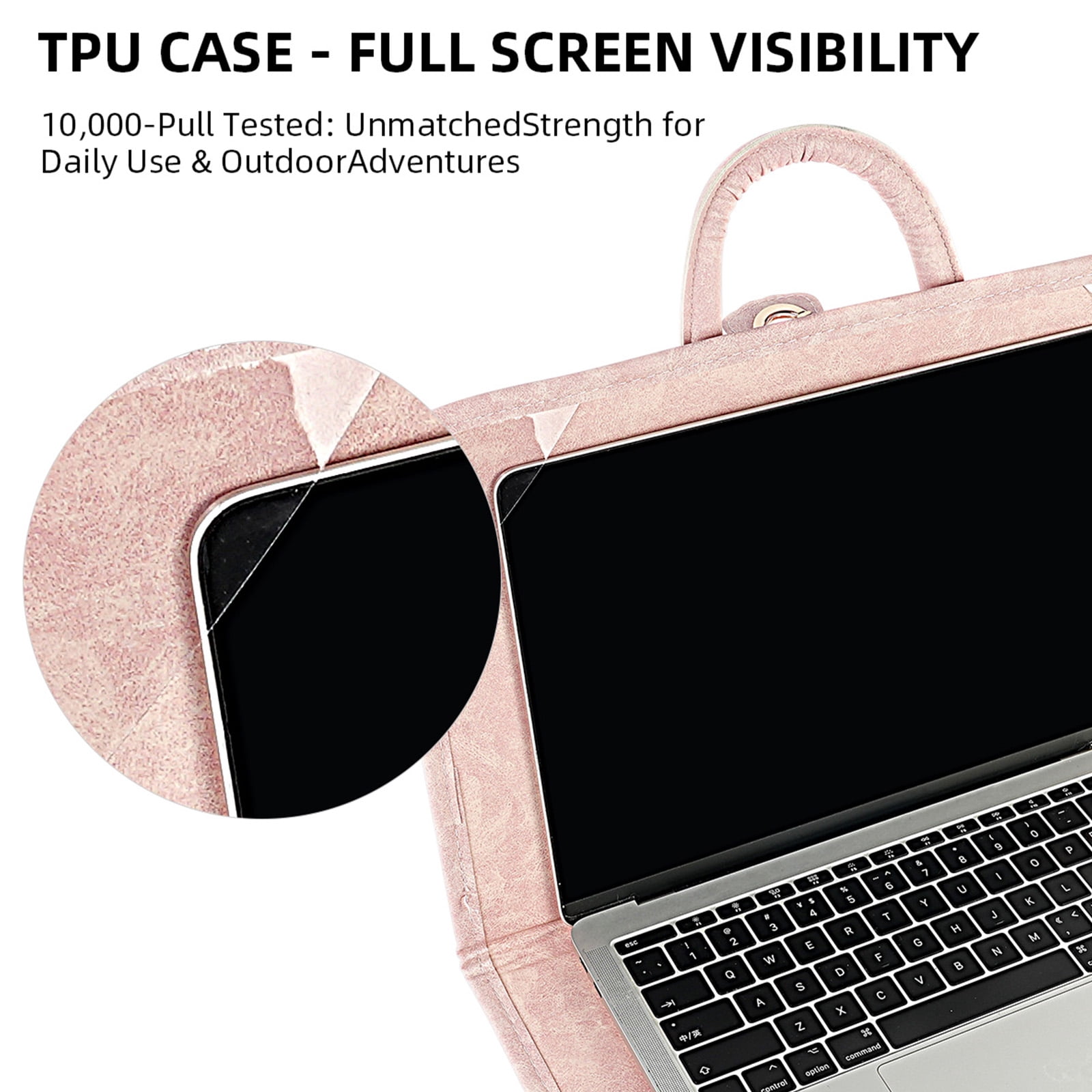 PU Leather Laptop Sleeve Pink with Handle Laptop Protective Case Compatible with 15.6/16 Inch Laptops, Easy to Carry, Breathable