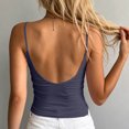 thumbnail image 4 of FDGIU Women's 2026 Summer Thin Spaghetti Strap Scoop Neck Crop Tank Top, Solid Slim Fit Sleeveless Camisole Top for Layering Daily Wear, 4 of 5