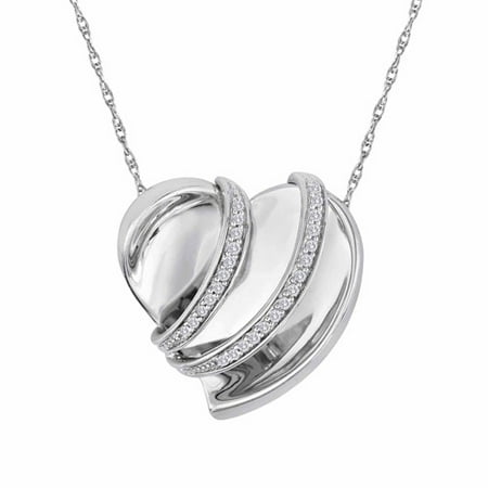 1/5 Carat T.W. Diamond Sterling Silver Fashion Heart Pendant, 18
