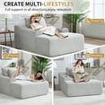 thumbnail image 5 of GVN Living Room Sleeper Sofa with Chaise Lounge & Pillows, 67" Convertible Sofa Bed, Oversized Deep Seat Corduroy, Light Gray, 5 of 10