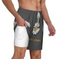 thumbnail image 3 of Picia Keep Life Simple Daisy Flower pattern Mens Swim Trunks with Compression Liner Stretch Beach Shorts Quick Dry with Zipper Pockets No-Chafing Board Shorts-Small, 3 of 9