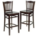 thumbnail image 2 of BizChair 2 Pk. Vertical Slat Back Walnut Wood Restaurant Barstool, 2 of 8