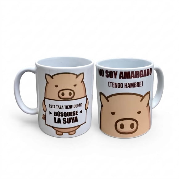 Set De 2 Tazas Cerdito Gracioso Blanco