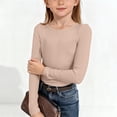 thumbnail image 2 of Yindaity Girl Long Sleeve Shirts Girls Long Sleeve Shirts Kids Crewneck T-Shirts Fall Tops Tees(Beige,13-14 Years), 2 of 7