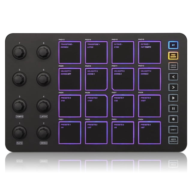 M-Wave-almohadillas para orejas de control MIDI inalámbricas,Bluetooth portátil USB MIDI con 16 almo
