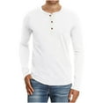 thumbnail image 2 of Fesfesfes Long Sleeve Shirt Men Long-Sleeve Beefy Muscle Basic Solid Pure Color Blouse Tee Shirt Top Under $10, 2 of 4