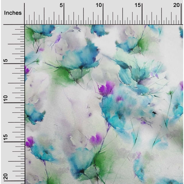 oneOone Polyester Lycra Fabric Flower Watercolor Printed Fabric 1 Yard 56 Inches Wide