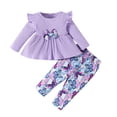 thumbnail image 2 of RXIRUCGD Mode Hauts à Manches Longues Décontractés pour Filles Col Rond Pantalons Longs Imprimés (Violet, Taille : 2 Ans), 2 of 6