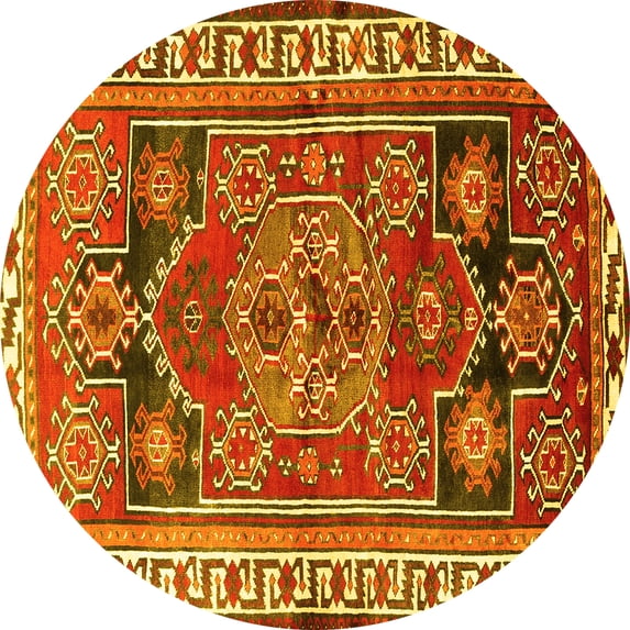 Ahgly Company Indoor Round Persian Yellow Traditional Area Rugs, 6' Round