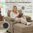 thumbnail image 6 of Lunale Accent Chair with Storage Ottoman & Adjustable Backrest, Chaise Lounge Chair Indoor with USB, Living Room Reading Armchair, Camel, 6 of 10