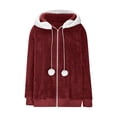 thumbnail image 4 of Veste Réversible Grande Taille Femme Chaude à Capuche Zippée Manteau Coréen Mode Confortable Couleur Unie, 4 of 6