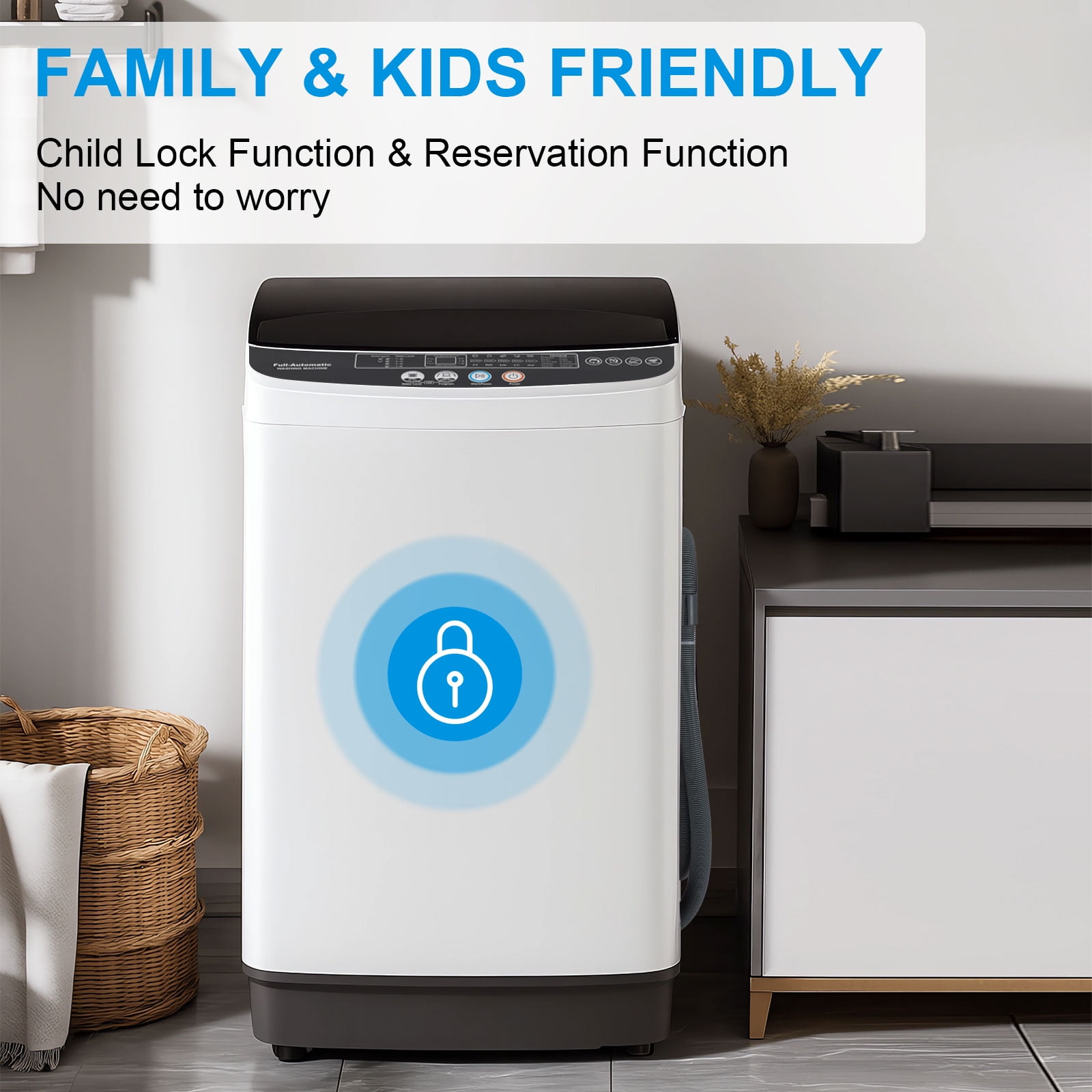Dimedeal Portable Washing Machine, 17LBS Full Automatic Washer with Spinner, 10 Programs Compact Laundry Machine, Mini Washing Machine Perfect for Small Spaces