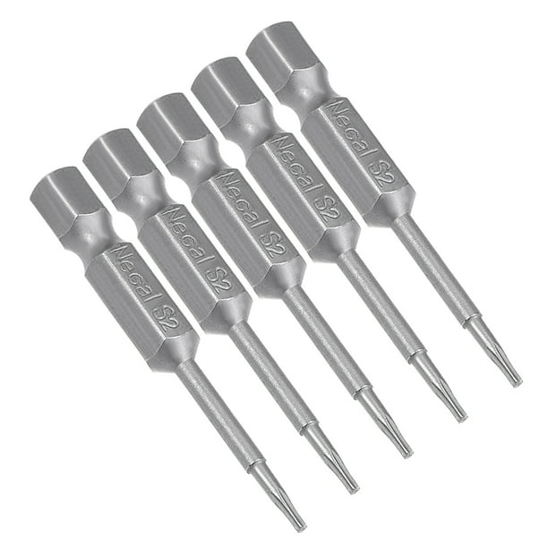 5pcs 1/4" Hex Shank T5 Security Torx Screwdriver Bits 50mm