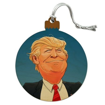 American Christmas Ornament - Happy Donald Trump Make America Great Wood Christmas Tree Holiday Ornament
