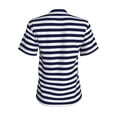 thumbnail image 3 of Uemuo Navy Blue And White Stripes Printed Women's Classic V-Neck T-Shirt - Soft, Breathable, Moisture-Wicking, Perfect for Casual, Office, Travel, and Everyday Wear-Large, 3 of 5