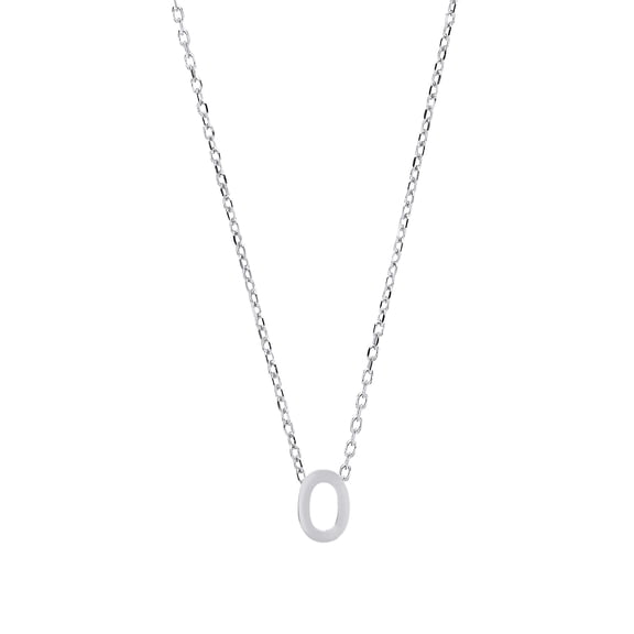 Silver Jewelco London Letter O Initial Pendant Necklace 18 inch