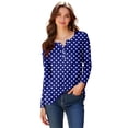 thumbnail image 6 of Holzkary Long Sleeve Shirts for Women Women's Round Neck Long Sleeve Top Halloween Printed Casual Loose T Shirt V Neck Polka Dot Graphic Tees Shirts Button Down Dressy Blouses Blue L, 6 of 9
