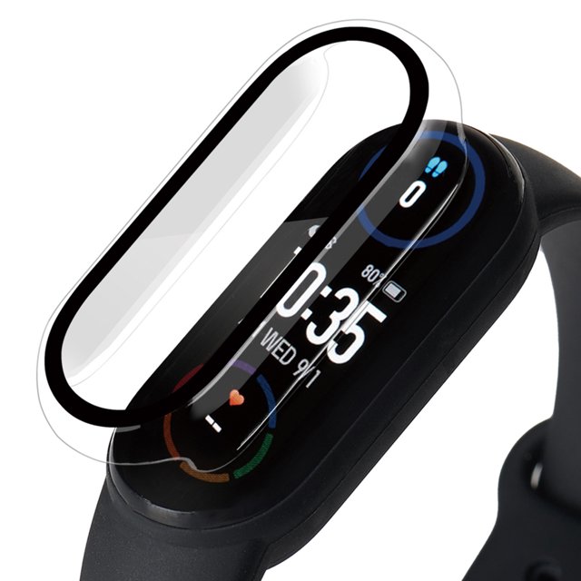 Flmtop 1PC Touch Sensitive Watch Screen Protector Electroplated Smartwatch Cases Shockproof Bubble-Free Protective Cover Transparent Watch Shell Protector Compatible with Xiaomi Mi Band 3/4/5/6/7