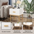 thumbnail image 3 of Noble House Modern Nightstand with Drawer, Minimalist Bedside Table with Pine Wood Legs, for Bedroom, Apartment, White, 3 of 12